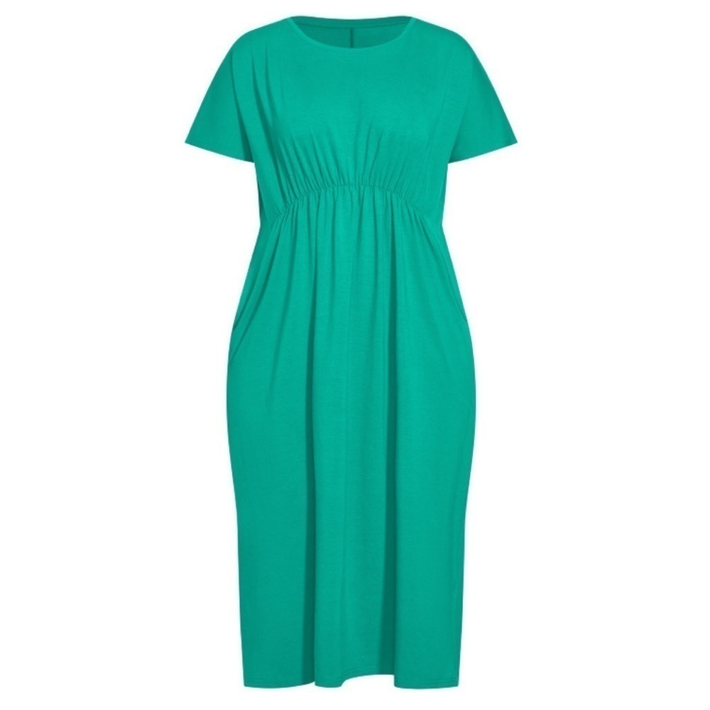 EVANS 22/24W (2X) Teal Cool Tie w/ Pockets Midi Dress W98.10 - Picture 2 of 5
